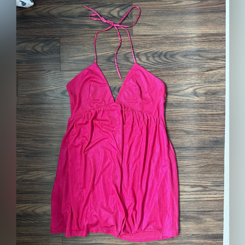 Superdown Sparkly Pink Halter Dress